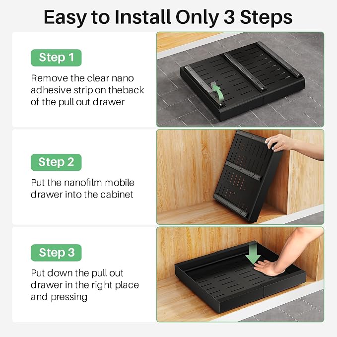 Kitstorack Pull out Cabinet Organizer, Expandable Heavy Duty Slide out Drawer - Image 7