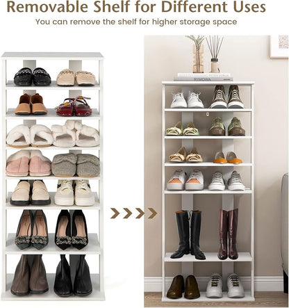 Tangkula 8-Tier Vertical Shoe Rack, Space-Saving Corner Shoe Organizer - Image 6
