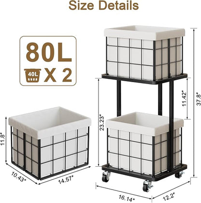 80L Vertical Rolling Laundry Hamper - Image 3