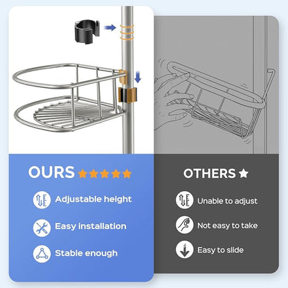 HAMITOR Shower Caddy Tension Pole: 4-Tier Corner Rustproof Bathroom Organizer - Image 3