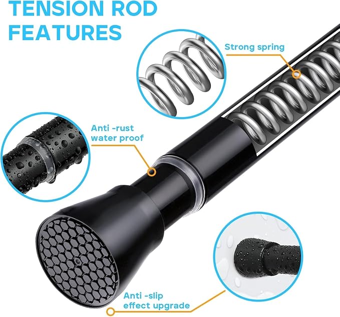 2 Pack Black Small Tension Curtain Rod 16-26 Inch, 7/8" inch Adjustable Short - Image 7