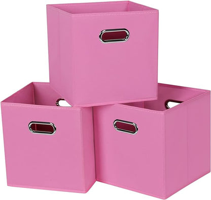 Black Fabric Cubby Storage Bins, Cube Organizer Bin Foldable Storage Boxes by Yunkeeper