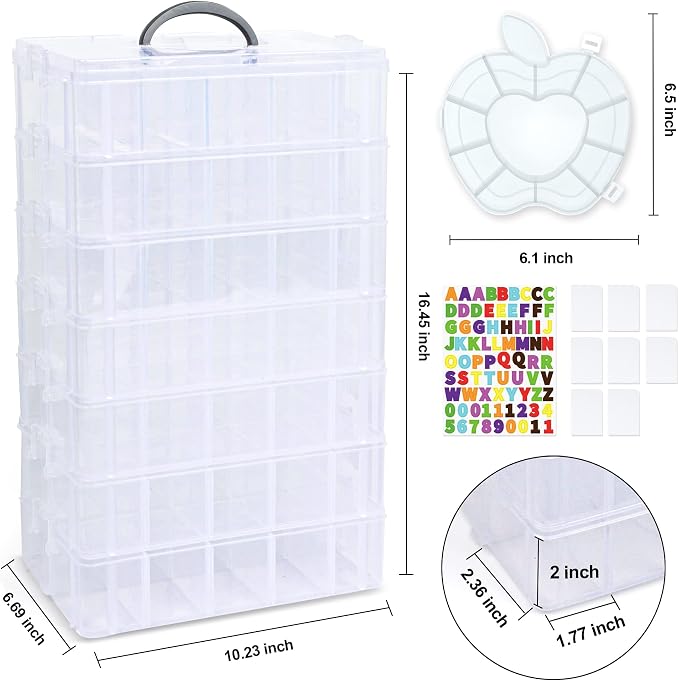 7 Layers Stackable Storage Container, 70 Adjustable Compartments Perfect - Image 3