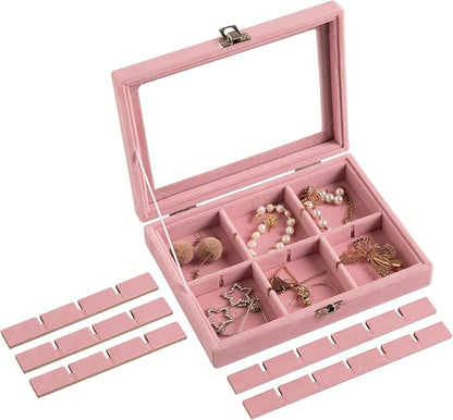 Frebeauty 24 Grid Earring Organizer, Small Velvet Jewelry Tray - Image 5