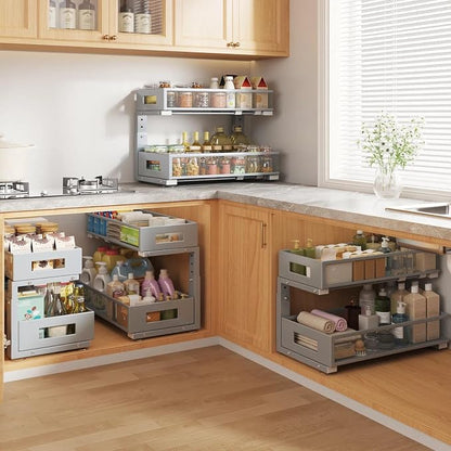 1 Pack 19IN Depth Under Sink Organizer, 2-Tier Pull Out Cabinet Organizer - Image 5