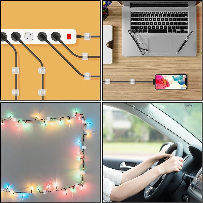 100 Pcs Cable Clips, Adhesive Cable Organizer Cord Holder Wire Clip Wire - Image 7