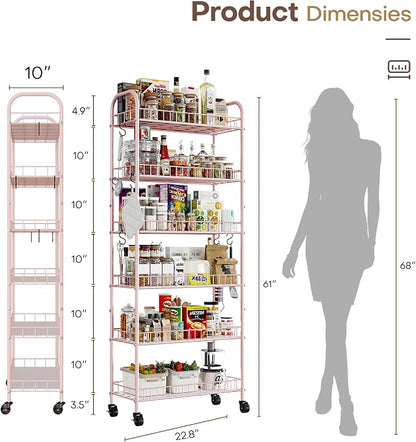 6 Tier Slim Rolling Storage Cart - Image 7