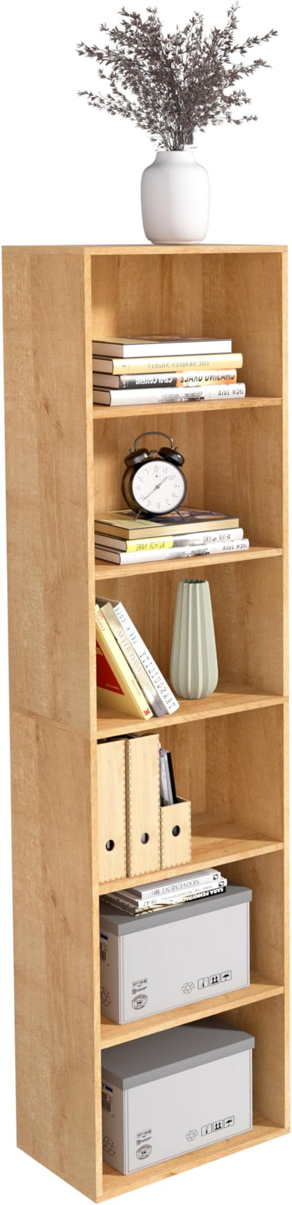 Wooden 6 Cube Storage Organizer, Classic Oak 6 Cube Storage Shelf, 6 Tier by NewBeth