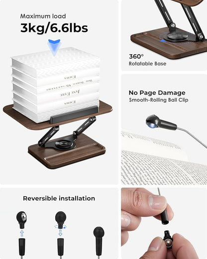 Viozon Book Stand for Reading, Book Holder 360° Rotating Base - Image 6