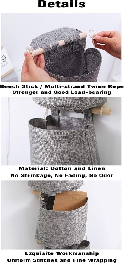 1 Pack Mini Cotton Linen Fabric Closet Detachable Foldable Washable Hanging - Image 6