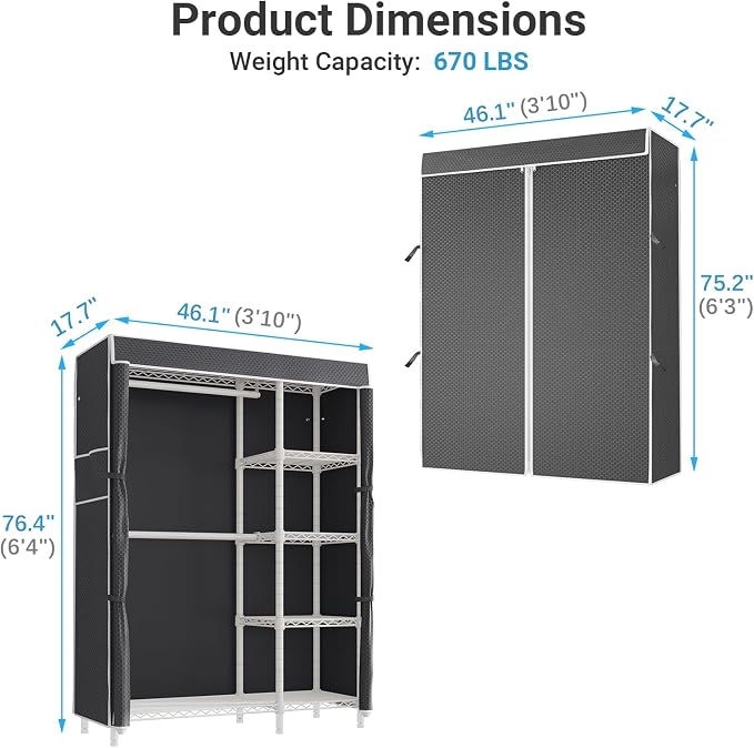 VIPEK V7C Garment Racks with Cover Portable Closets - Image 6