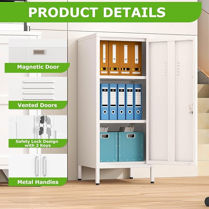 PAOFIN 35" Metal Storage Locker, Lockable Employees Metal Locker - Image 4