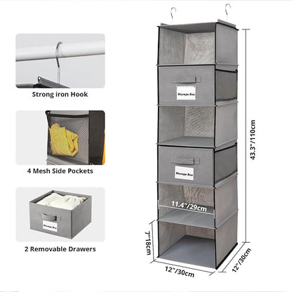 BrilliantJo 2 Pack 6 Shelves Hanging Closet Organizer - Image 3