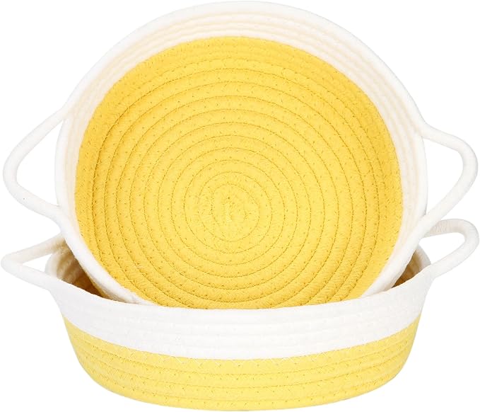 Sea Team 2-Pack Cotton Rope Baskets, 10 x 3 Inches Small Woven Storage Basket by SeaTeam