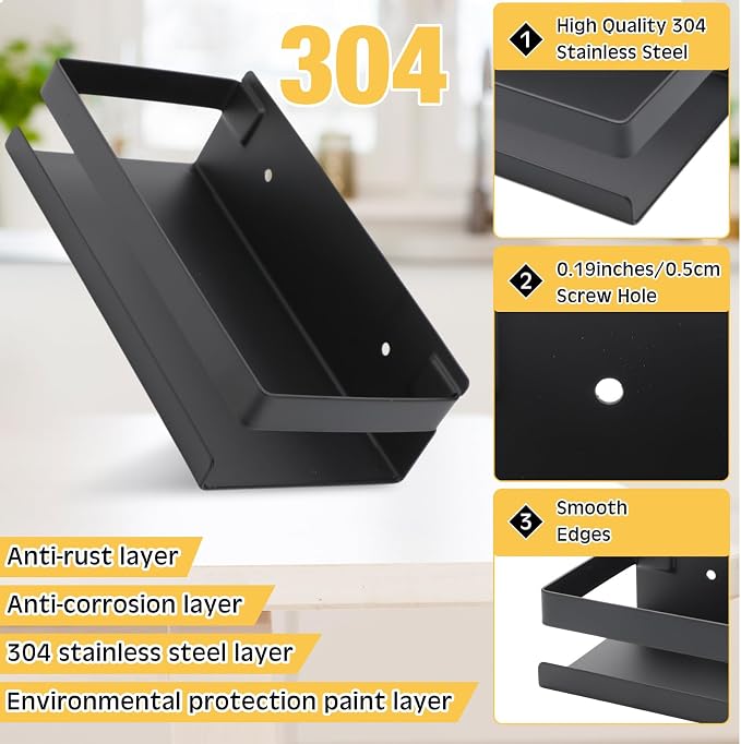 Lallisa 2 Pieces Stainless Steel Shelf Bathroom Shower Floating Shelves Wall - Image 4
