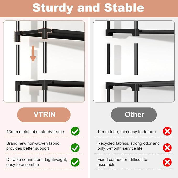 VTRIN 10 Tier Shoe Rack Tall Large Capacity Wide Shoe Organizer - Image 6