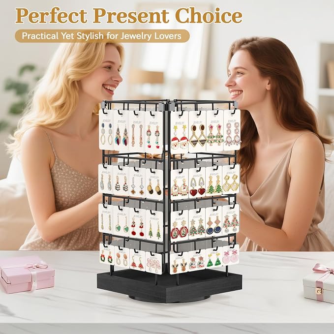 MODOWEY 360 Rotating Earring Cards Organizer Holder Stands - Image 7