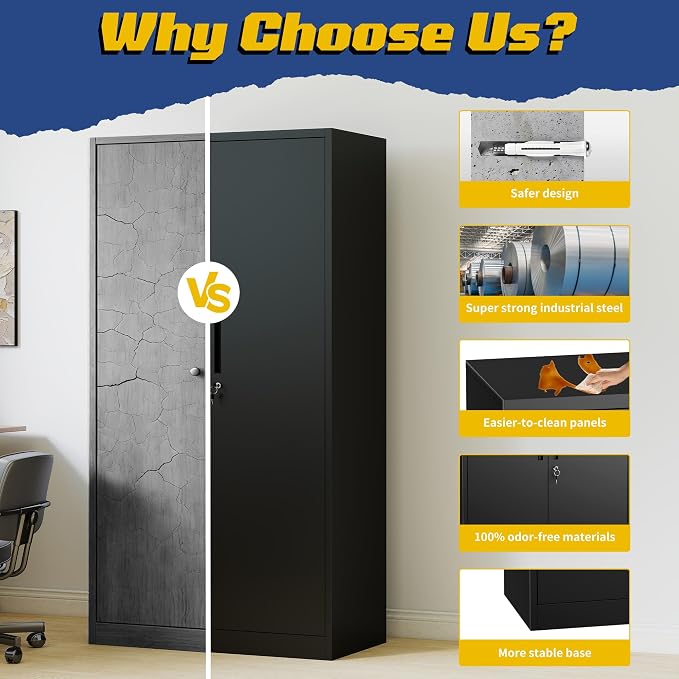 Metal Garage Storage Cabinet, Home Office, Office Cabinet - Image 5