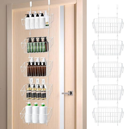 Over The Door Organizer – 5 Removable Hanging Baskets, Back of Door Storage by Unknown