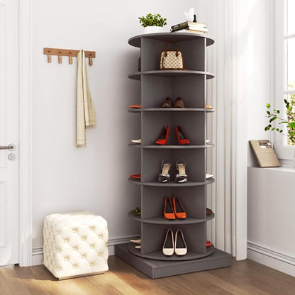 Rotating Shoe Rack Tower, Wooden Spinning Shoe Organizer, Free Standing 360° - Image 8
