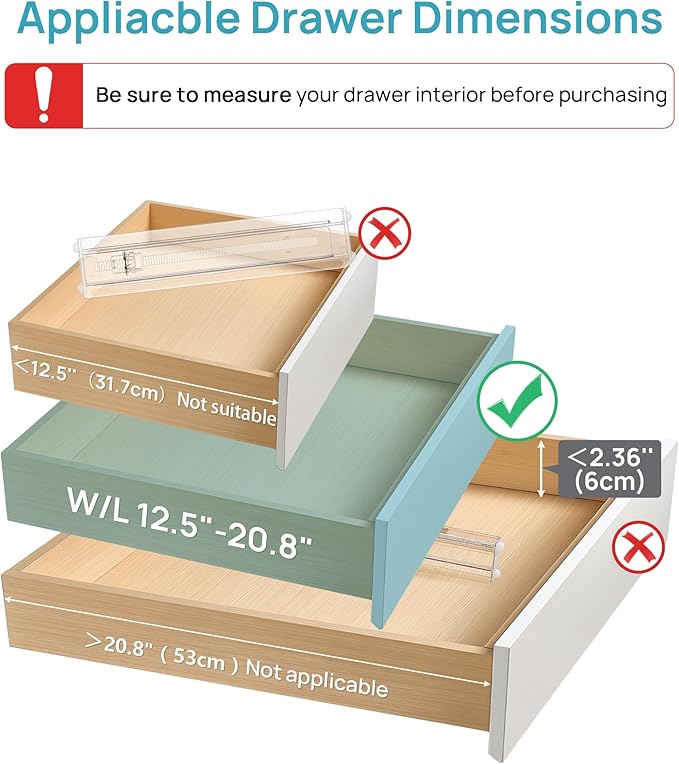 Vtopmart 8 Pack Shallow Drawer Dividers, 2.36" High 12.5"-20.8" Adjustable - Image 2