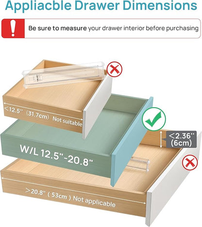 Vtopmart 8 Pack Shallow Drawer Dividers, 2.36" High 12.5"-20.8" Adjustable - Image 2