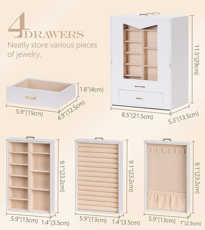 Homde Jewelry Organizer with Transparent Window Necklace Hooks Gift - Image 6