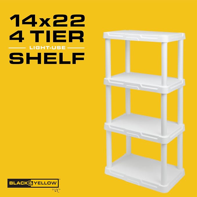 CENTREX 4-Tier Light Duty Plastic Storage Shelves, 50lbs/shelf | Plastic - Image 4