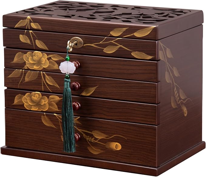 Hand-drawn rose Jewelry Box Wood by WelcometotheXloverise
