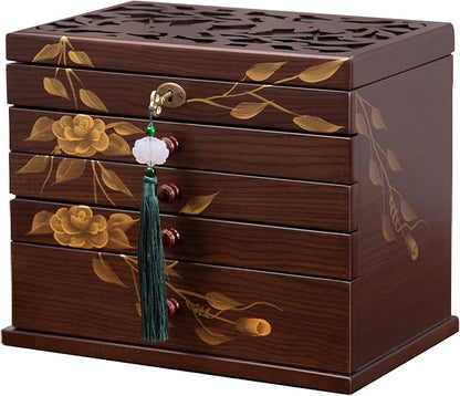 Hand-drawn rose Jewelry Box Wood by WelcometotheXloverise