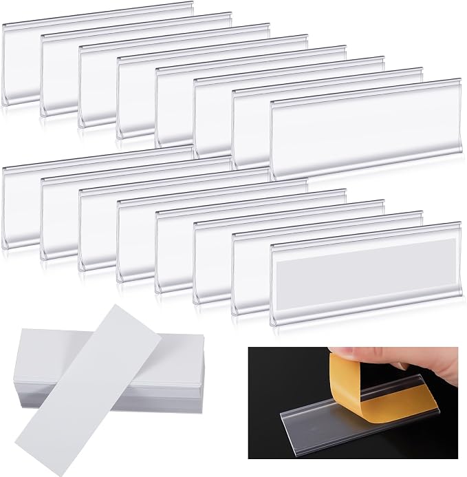 120 Set Shelf Labels, 3 x 1in Adhesive Label Holders by WSICSE