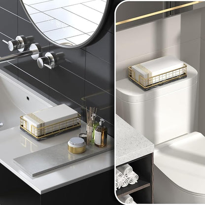 Wican Marble Guest Towel Holder Tray - Image 2