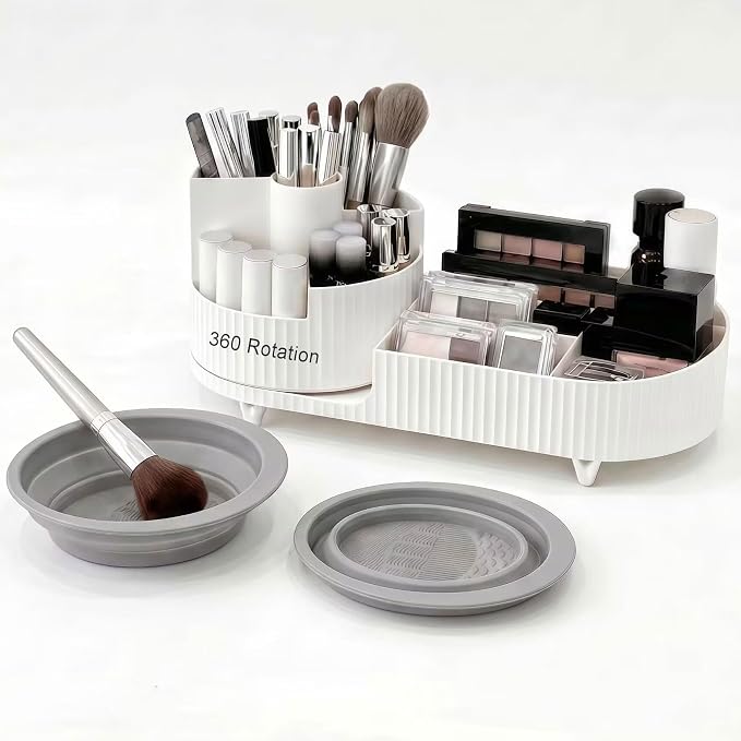 360 Rotating Makeup Organizer for Vanity Large Capacity Cosmetic Organizers by YZEASYPINK