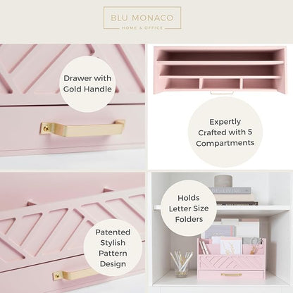 BLU MONACO | Pink Desk Organizers Wooden Mail Organizer - Image 6