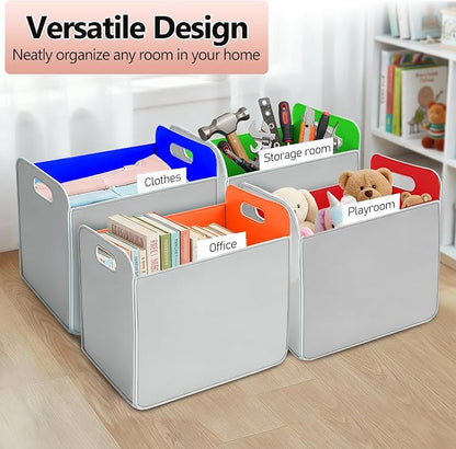 6 Pcs 14x10 Inch Colorful Felt Rectangular Storage Bins Collapsible Storage - Image 4