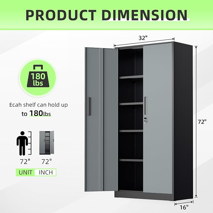 INTERGREAT Metal Storage Cabinet, Tall Metal Cabinet - Image 3