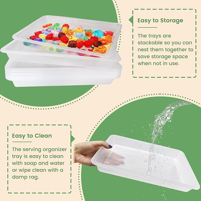 10 Pcs Activity Plastic Art Trays, Stackable Craft Tray, Flat Storage Tray - Image 4