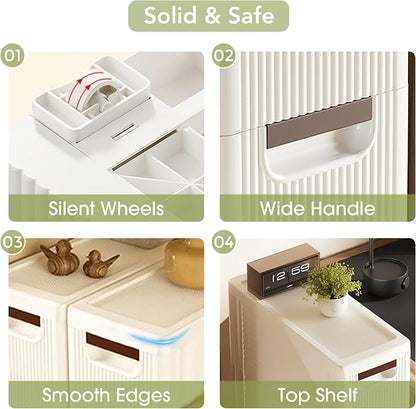 4 Drawers Narrow Bathroom Storage Cabinet, Slim Storage Cabinet, Plastic Slim - Image 5