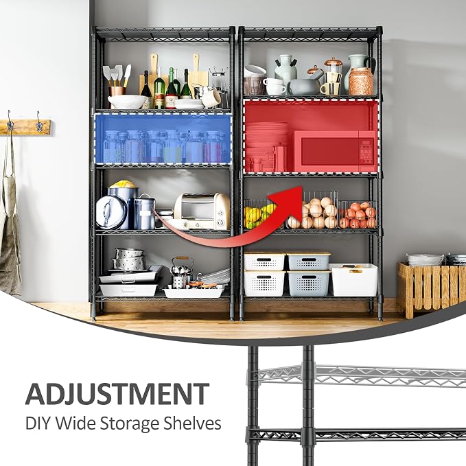 1250 LBS Storage Shelving Unit, 13.7" D x 23.6" W x 63" H Adjustable Shelving - Image 5