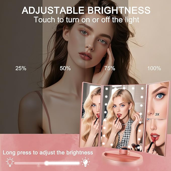 Tri-fold Lighted Vanity Makeup Mirror - Image 4