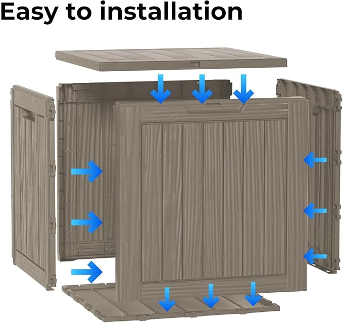 35 Gallon Outdoor Storage Box Waterproof Lockable Resin Deck Box Large - Image 5