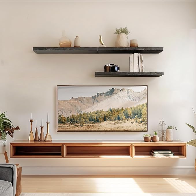 AMADA HOMEFURNISHING Floating Shelves Wall Mounted, 24 x 7 Inch Wall Shelves - Image 2