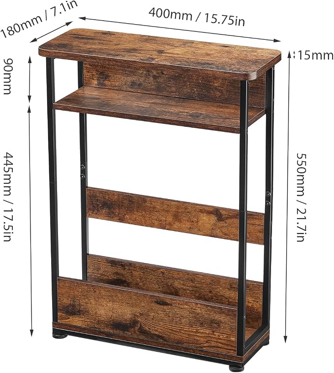 Narrow Side Table, 3-Tier Slim End Table - Image 3
