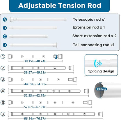 32–72 Inch Spring Tension Curtain Rod, Adjustable Tension Rod No Drilling | - Image 3