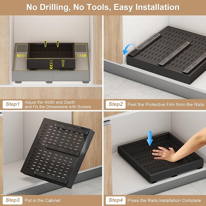 Pull out Cabinet Organizer, Expandable Width and Depth - Image 6