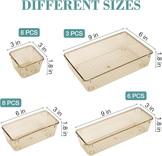 25 PCS Drawer Organizer Set, 5 Varied Size Bathroom and kitchen Drawer cabinet - Image 2