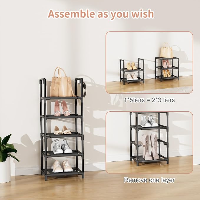 LANTEFUL Narrow Shoe Rack 5 Tier Shoe Shelf Storage - Image 5