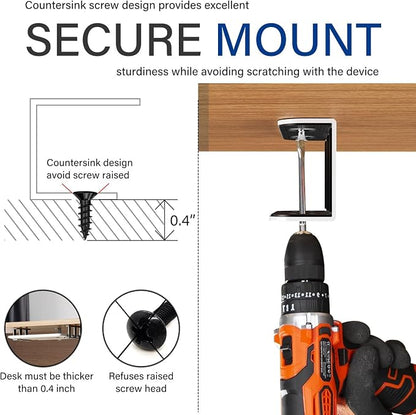 BYMECOST Under Desk Laptop Mount, Metal Under Desk Storage Holder, - Image 8