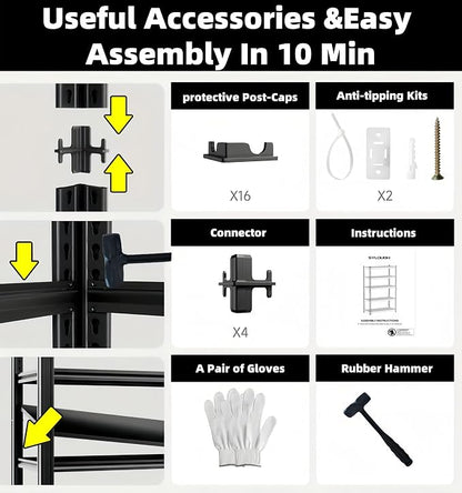 62" W x 24" D x 72" H Garage Shelving Heavy Duty Metal Shelving 5000LBS Storage - Image 6
