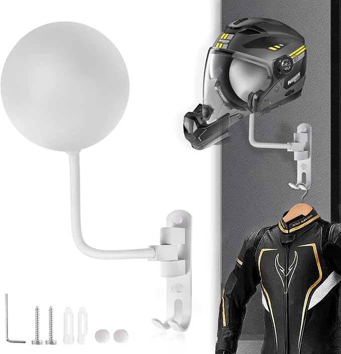 Kikerike Motorcycle Helmet Rack Wall Mount 180 Degree Rotation Metal Armet by Kikerike